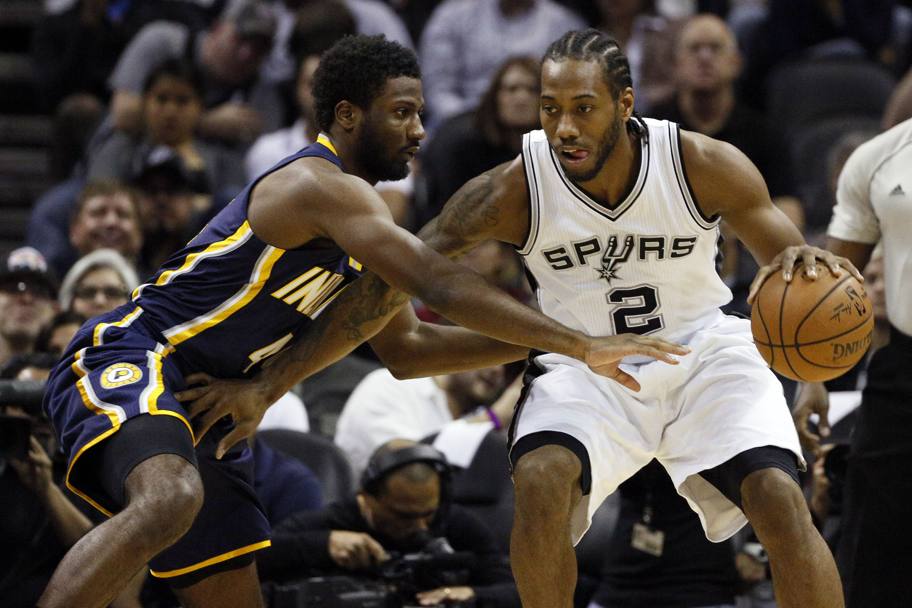 Kawhi Leonard nella partita dei San Antonio Spurs contro Indiana Pacers (REUTERS)